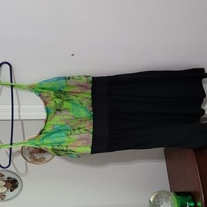 Green and black ladies top